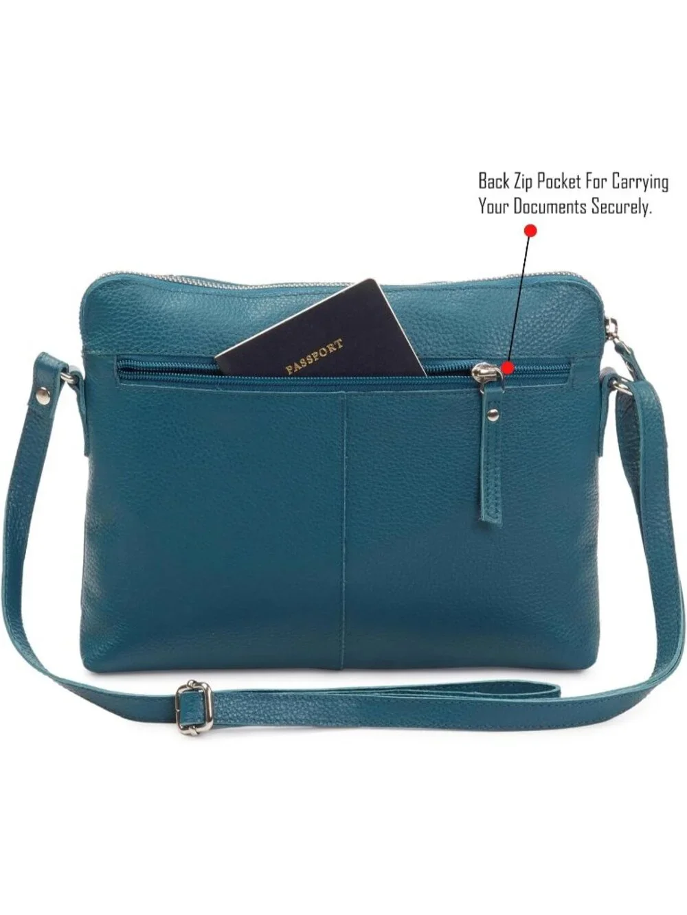 Women's Teal Genuine Leather Sling Purse with Adjustable Strap Crossbody bags